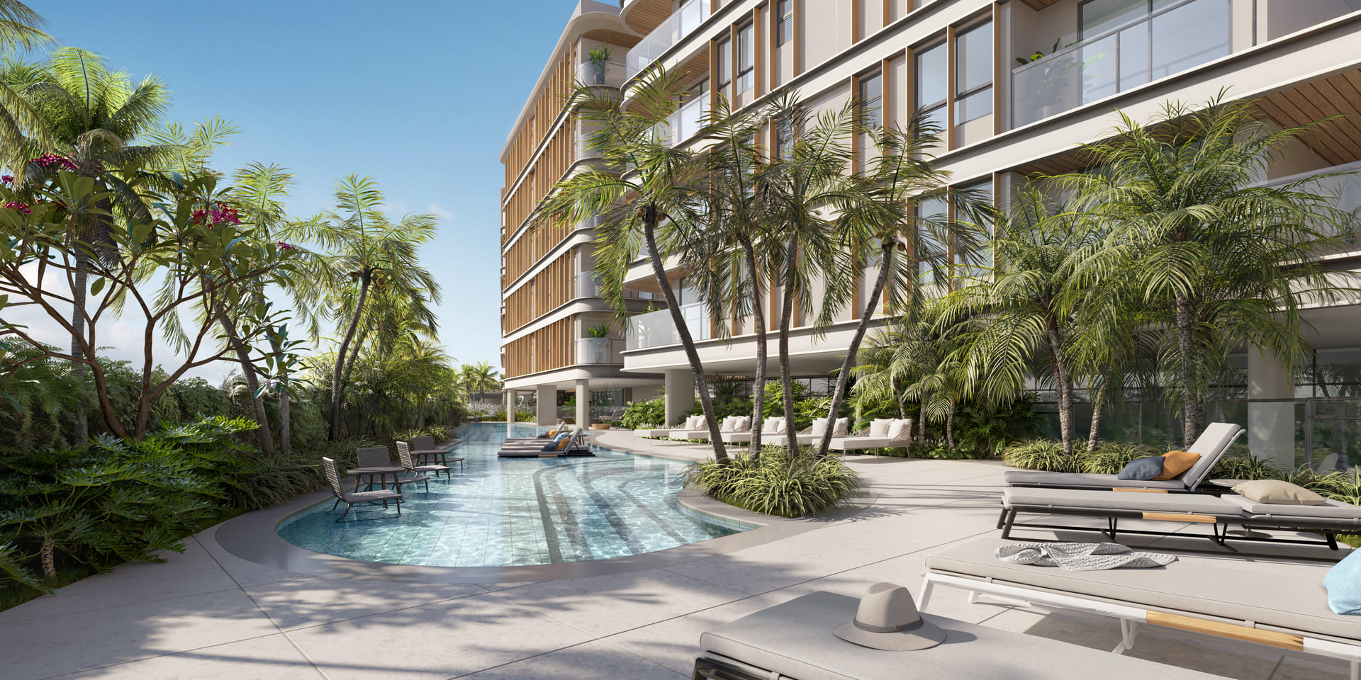 Piscina com deck molhado